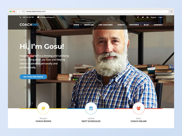 Motyw WordPress z prelegentem i trenerem życia | Coaching WP