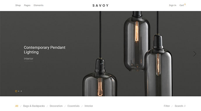 Savoy — минималистская тема AJAX для WooCommerce