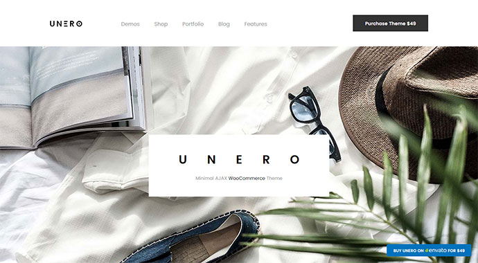 Unero — минималистская тема WordPress для WooCommerce с использованием AJAX
