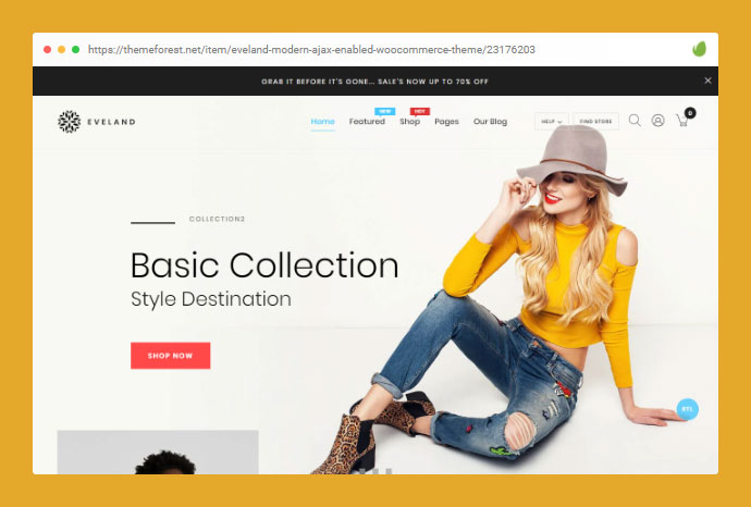 Eveland – Thème WooCommerce moderne compatible AJAX (supporté par RTL)