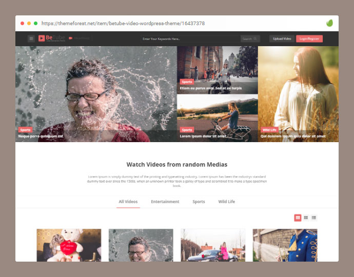 Tema WordPress per video Betube