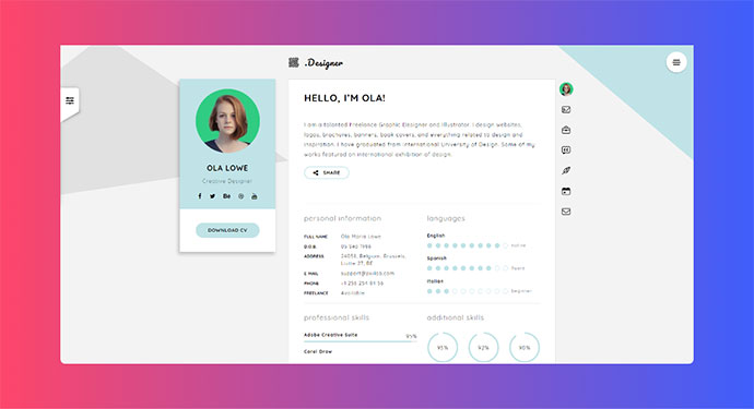السيرة الذاتية الإبداعية ، السيرة الذاتية و vCard