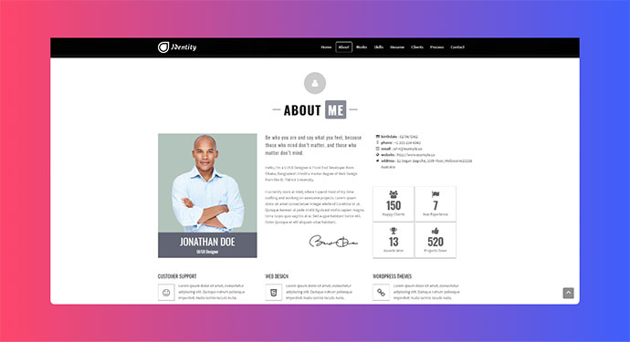 الهوية - سمة vCard CV Portfolio الشخصية