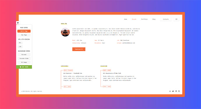 Glitche - سمة CV / Resume / vCard