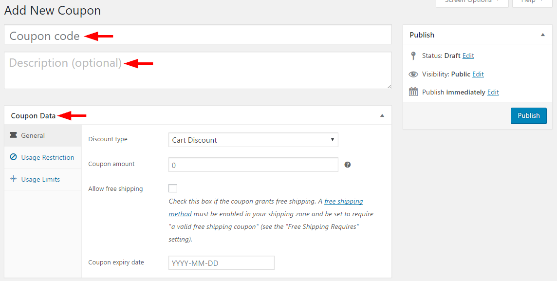 Modifica coupon