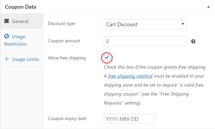 Offrire la spedizione gratuita utilizzando il codice coupon