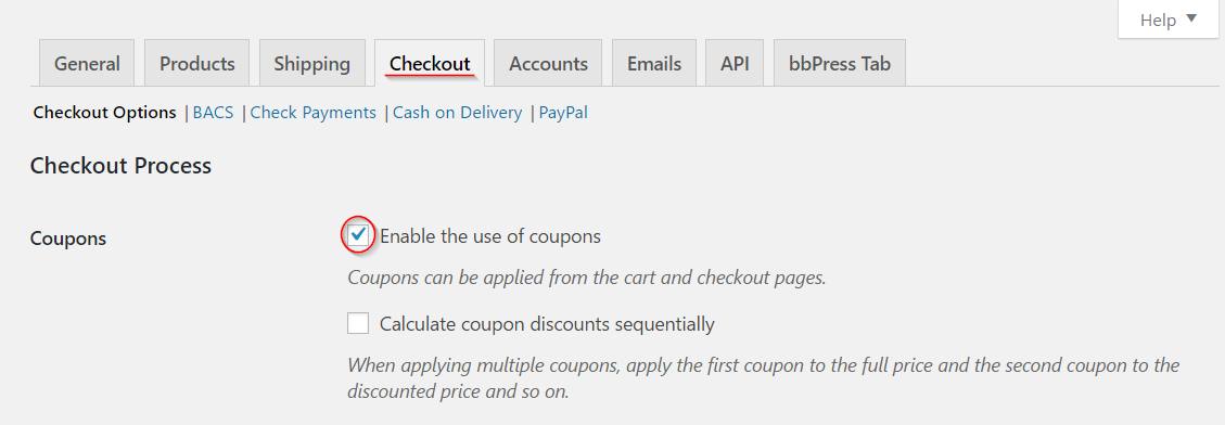 Abilitazione coupon
