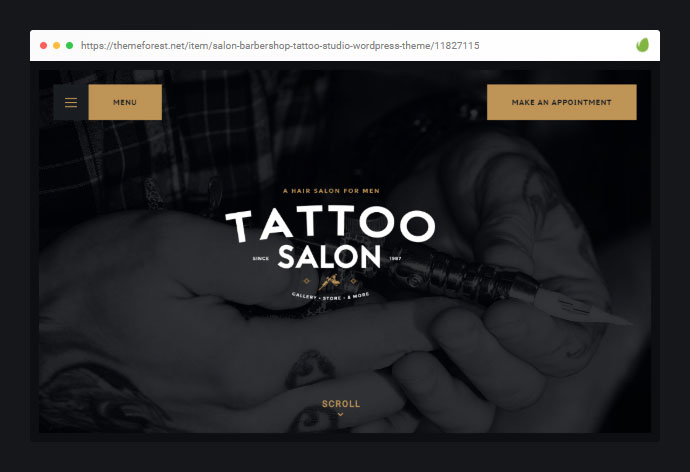 沙龍 |理髮店和紋身工作室 WordPress 主題