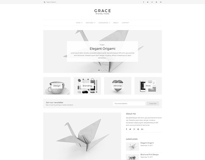 Grace - Tema minimalista para blog de WordPress