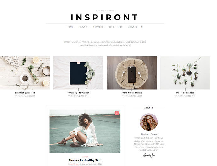 Inspiront - Un tema de blog de WordPress receptivo