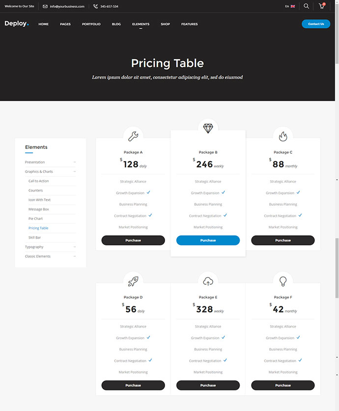 Deploy: un tema empresarial limpio y moderno