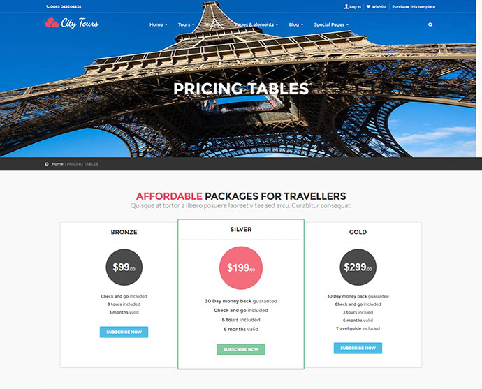 CityTours - Tema de WordPress para reservas de hoteles y excursiones