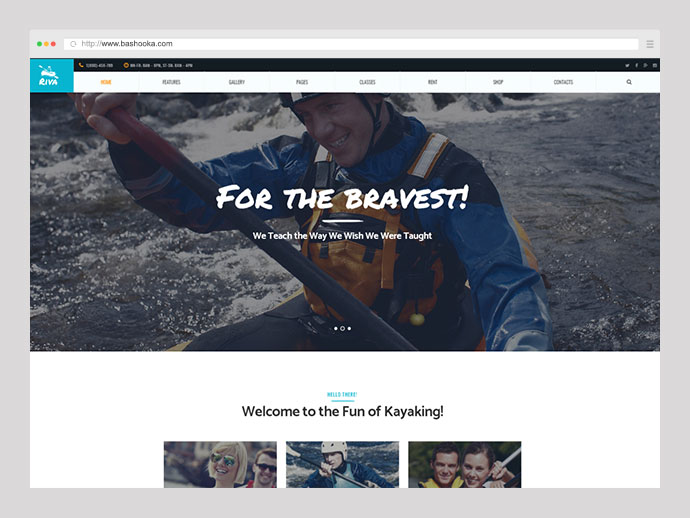 Kajakarstwo / Wiosłowanie / Sport i na świeżym powietrzu Motyw WordPress