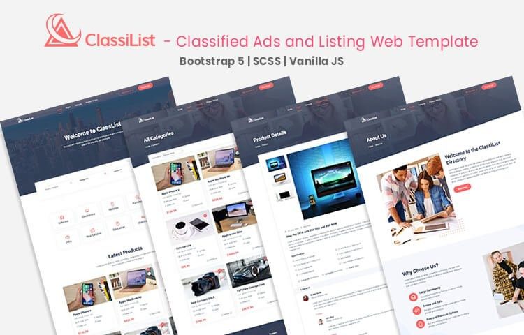 เทมเพลตร้านค้าออนไลน์ Boostrap ฟรีของ Classilist