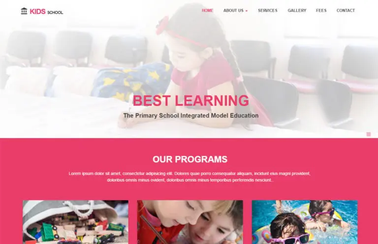 เทมเพลต Bootstrap Elearning ฟรีสำหรับเด็กประถม
