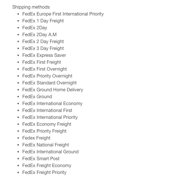 Semua tarif FedEx ditawarkan oleh plugin ini