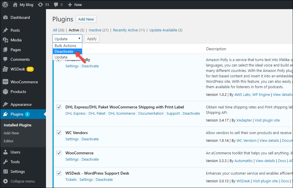 Depanarea WordPress | Dezactivați pluginurile Troubleshooting WordPress | Deactivate Plugins