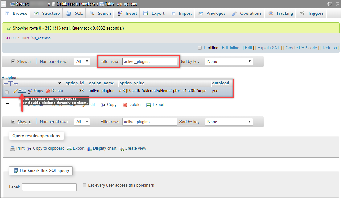 Depanarea WordPress | Selectați rândul active_plugins Troubleshooting WordPress | Select active_plugins row