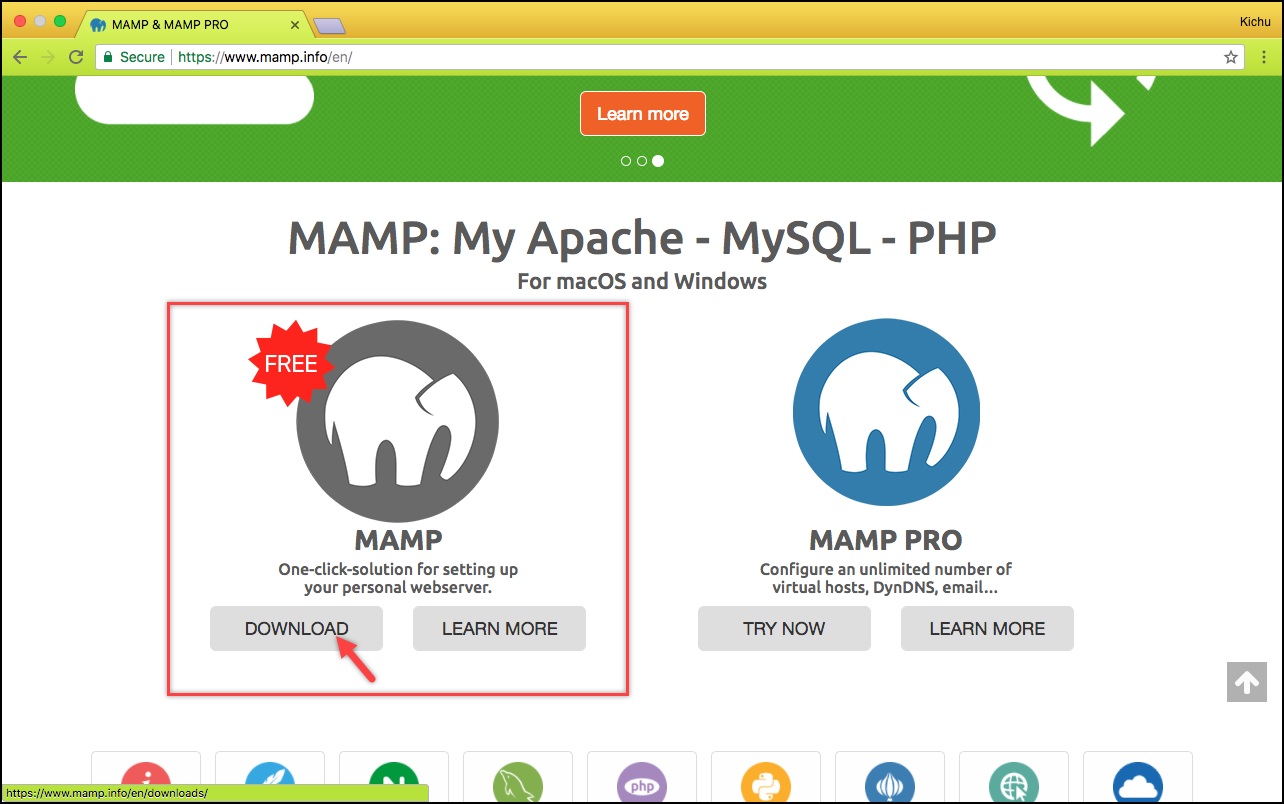 Menginstal WordPress | Memilih versi MAMP Installing WordPress | Selecting MAMP version