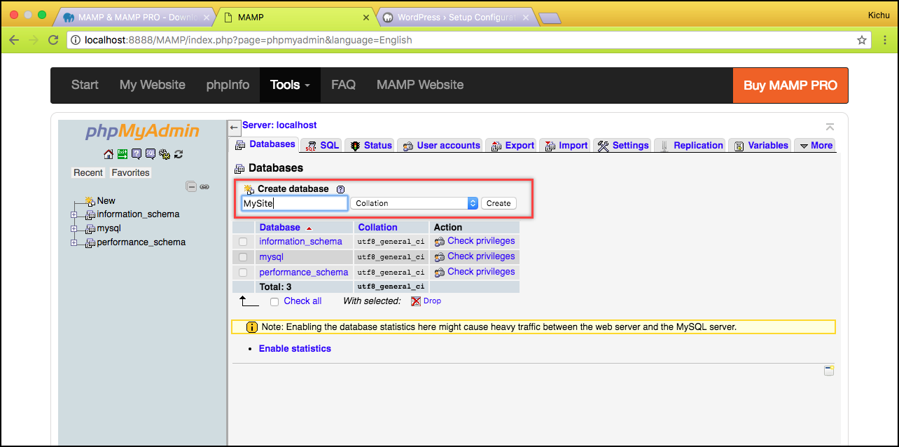 Menginstal WordPress | Membuat database Installing WordPress | Creating database