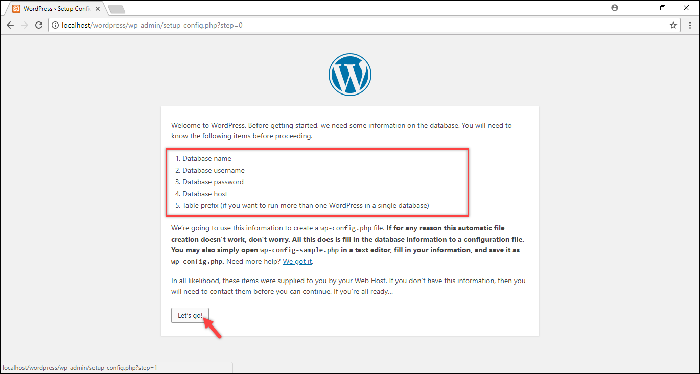 Menginstal WordPress di Windows | Informasi basis data yang diperlukan Installing WordPress on Windows | Required database information