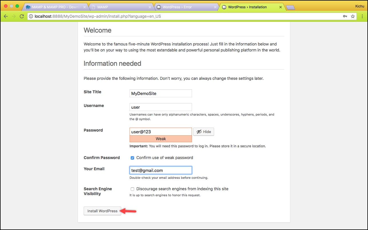 Menginstal WordPress di Mac | Wizard Pengaturan Cepat WordPress Installing WordPress on Mac | WordPress Quick Setup Wizard