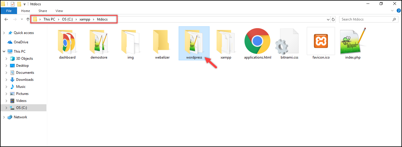 Menginstal WordPress | Folder WordPress diunggah ke htdocs Installing WordPress | WordPress folder uploaded to htdocs