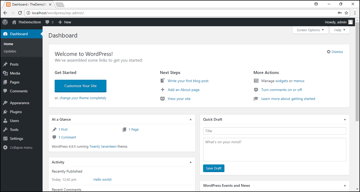 Menginstal WordPress di Windows | Dasbor WordPress Installing WordPress on Windows | WordPress dashboard