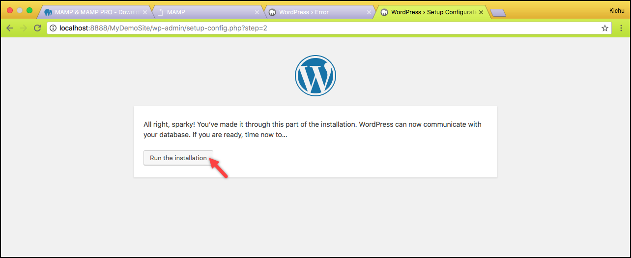 Menginstal WordPress di Mac | Jalankan instalasi Installing WordPress on Mac | Run the installation