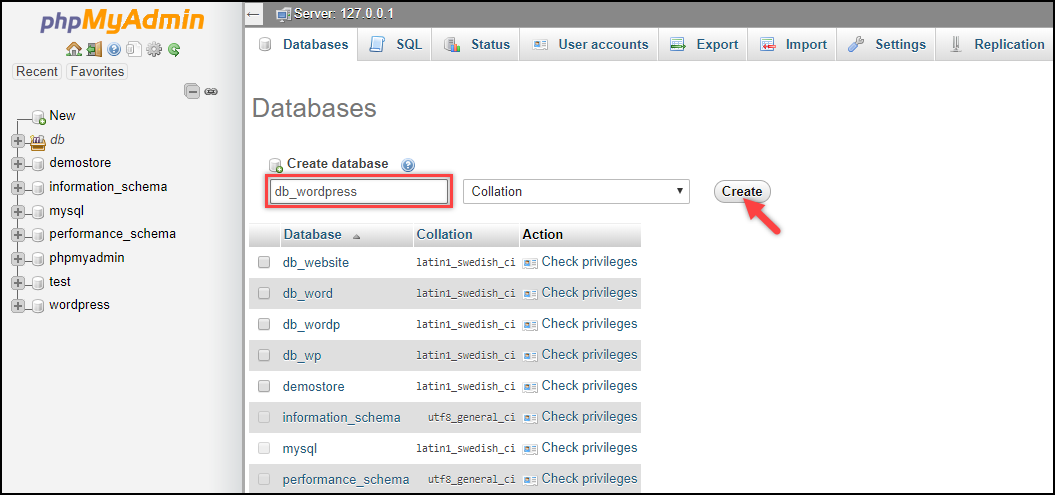 Menginstal WordPress | Membuat database Installing WordPress | Creating database