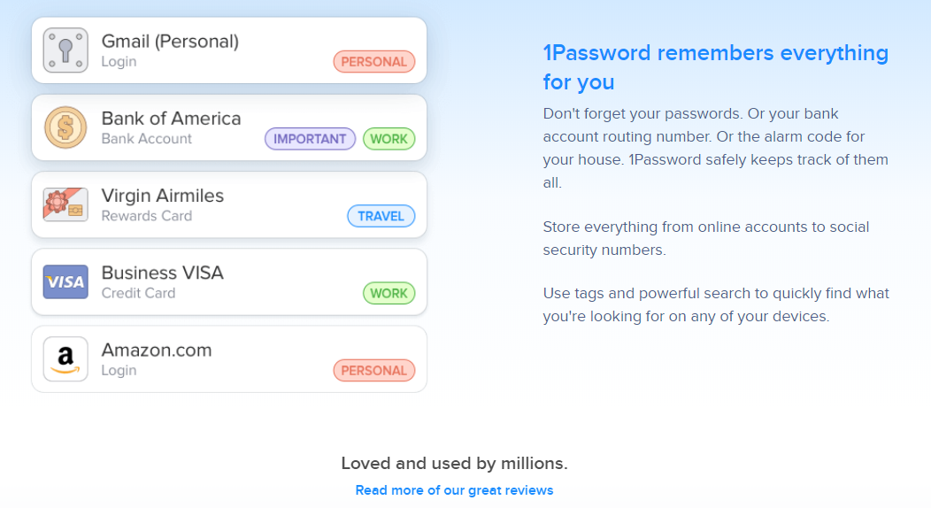 صورة تصور 1Password ، أداة أمان WordPress تساعدك على إدارة كلمات المرور.