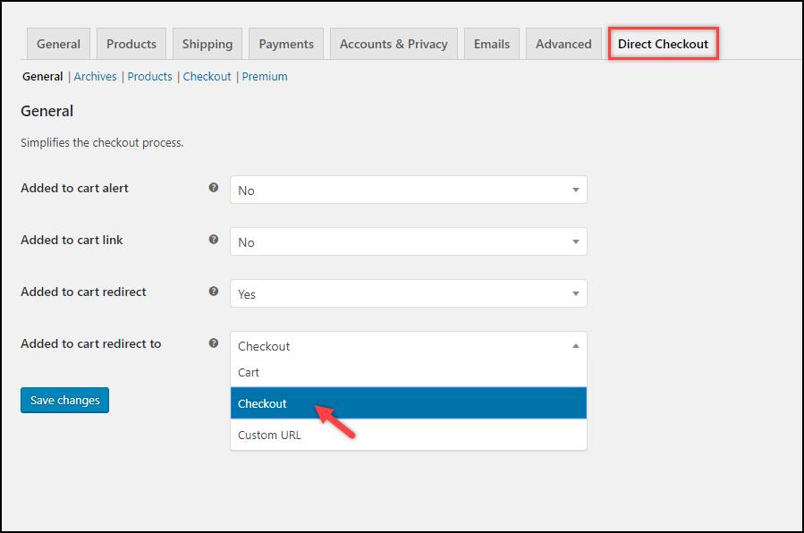 Lewati Halaman Keranjang WooCommerce | Pengaturan Plugin Pembayaran Langsung WooCommerce Skip WooCommerce Cart Page | WooCommerce Direct Checkout Plugin settings