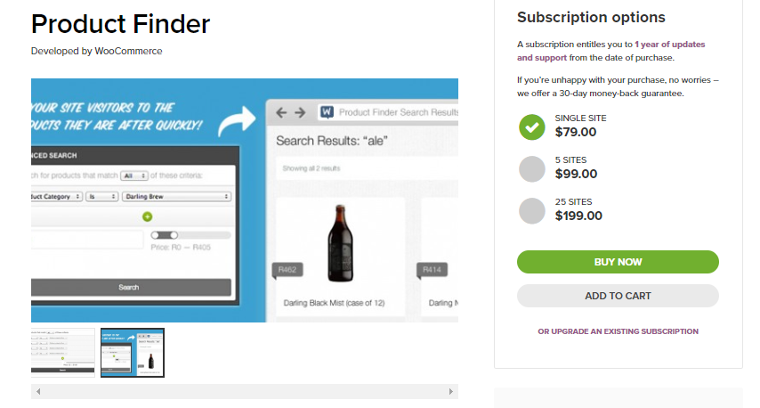 لقطة شاشة لملحق WooCommerce Product finder