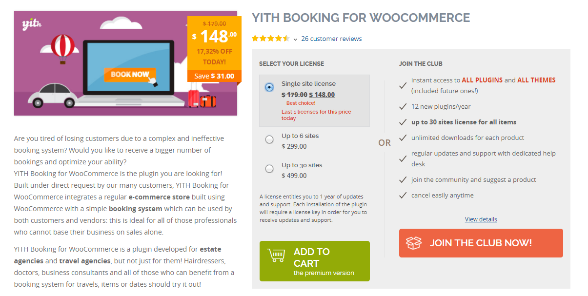 このプラグインは、WooCommerceストアでさまざまな予約オプションを作成するための優れた範囲を提供します