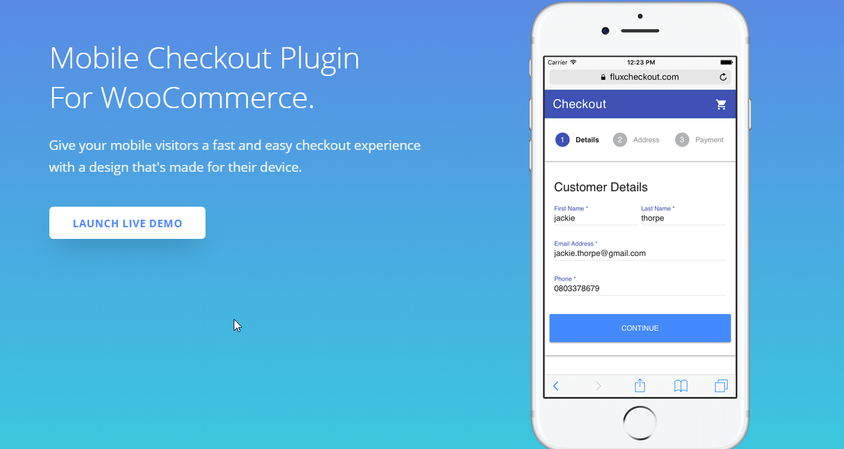 Screenshot des Flux-Checkout-Plugins
