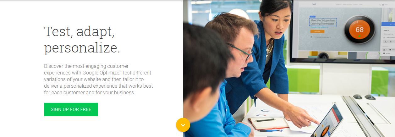 A/Bテスト用のGoogleOptimizeのスクリーンショット