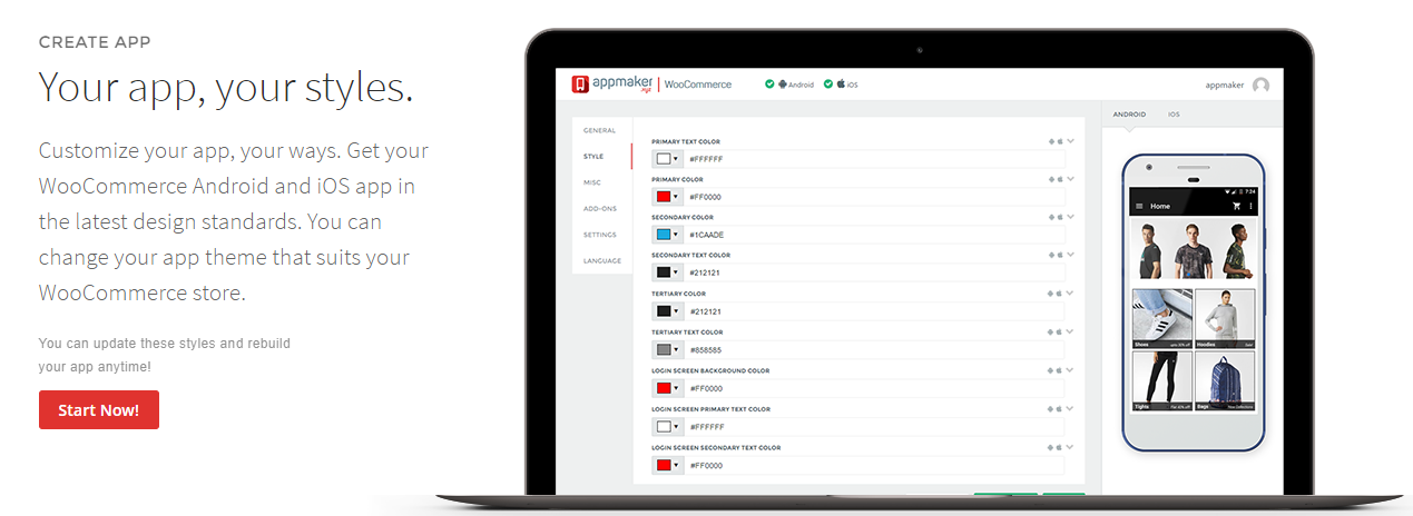tangkapan layar appmaker.xyz, pembuat aplikasi seluler WooCommerce