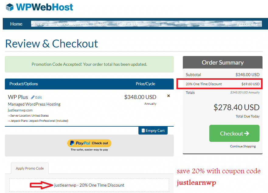 WPWebHost Review - Gutscheincode