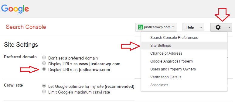 cum să setați un domeniu preferat Google Console