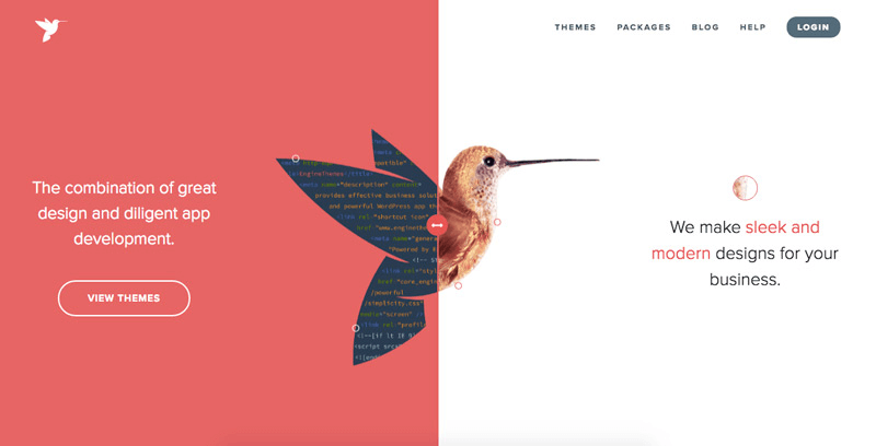 Temas WordPress de design de página de destino de tela dividida
