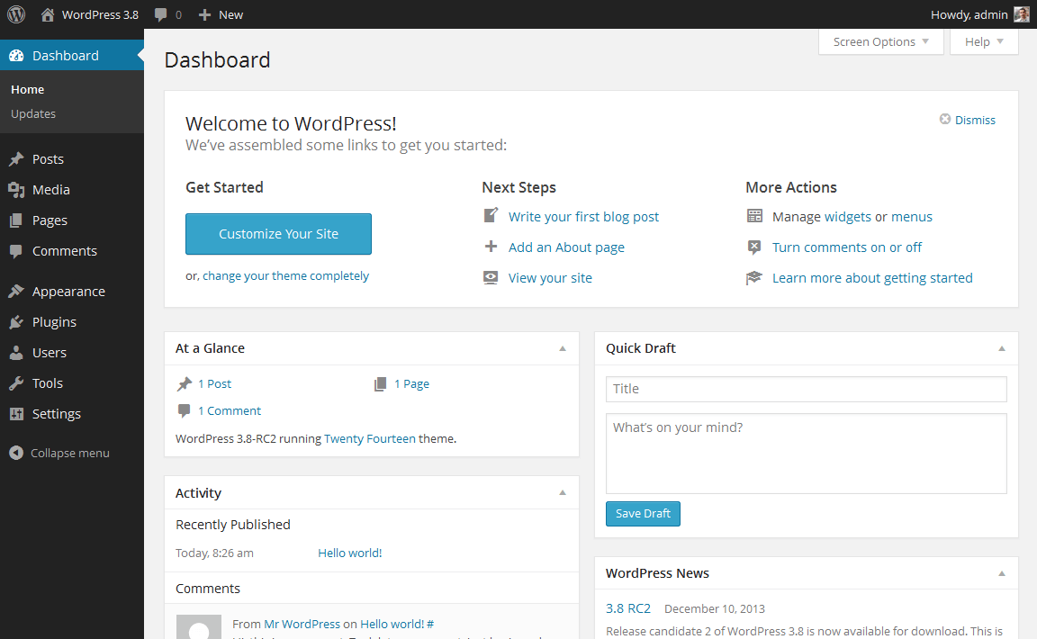 Cum să creezi un blog-WordPress-tablou de bord