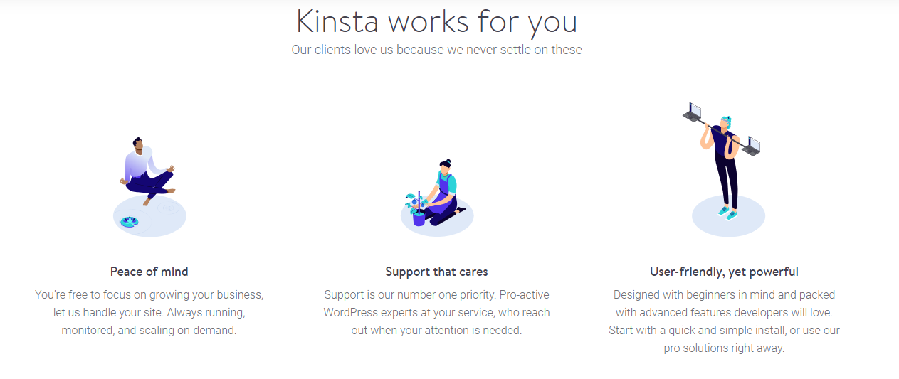 Captura de pantalla de Kinsta, servicio de hospedaje administrado de WordPress.
