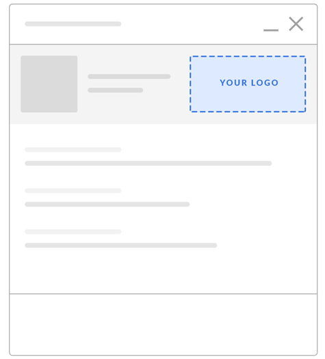 screenshot del posizionamento del logo nella finestra della chat dal vivo.