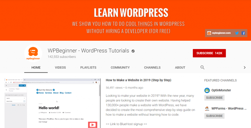 WordPress YouTube-Kanäle