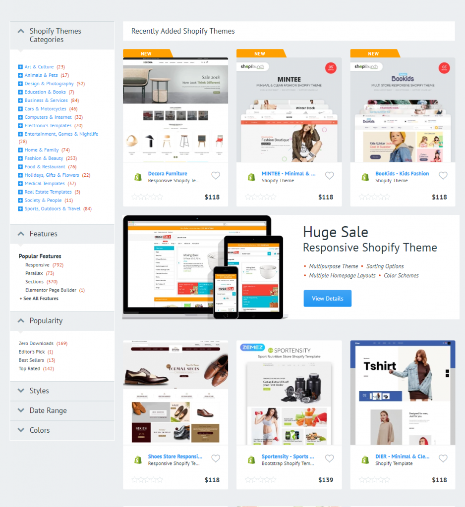 Лучшие премиальные темы Shopify