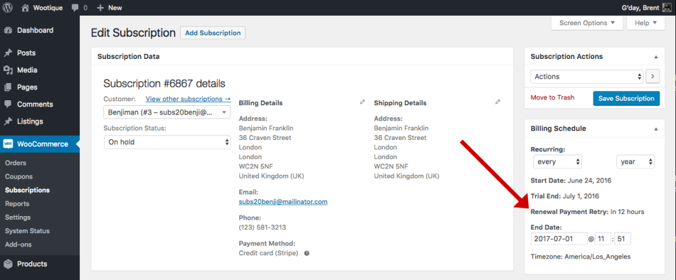البرنامج المساعد WooCommerce Subscriptions