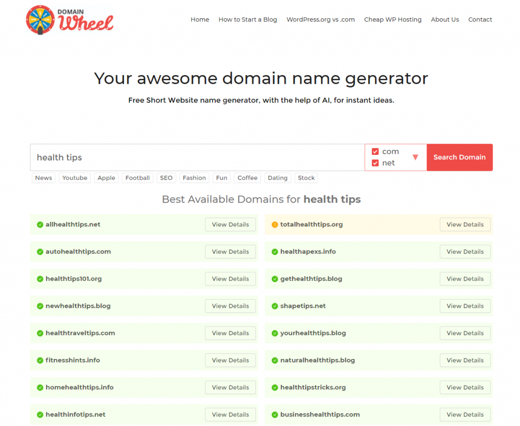 Generatoren für Blog-Namen