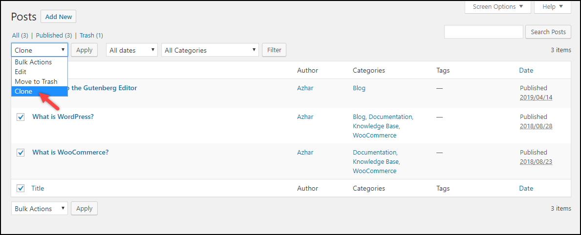 Duplica una pagina in WordPress | Impostazione della clonazione in blocco dal plug-in Duplicate Post Duplicate a Page in WordPress | Bulk cloning setting from Duplicate Post plugin