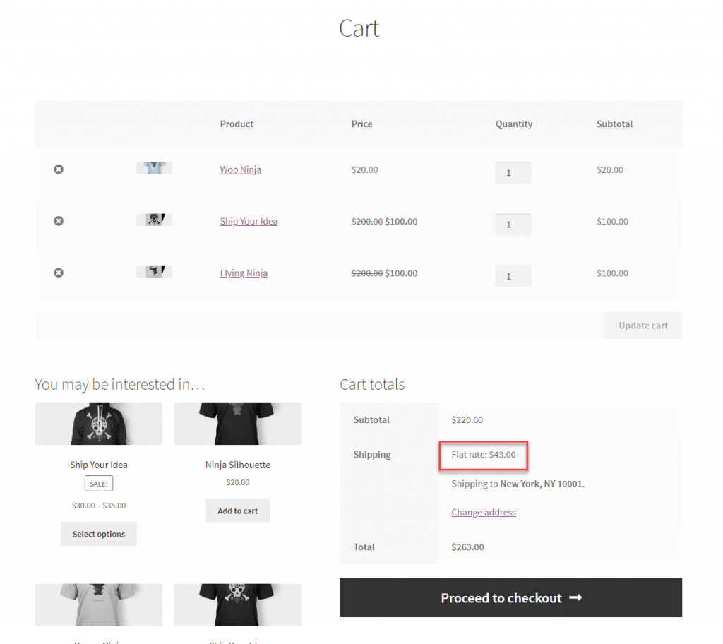 WooCommerce อัตราค่าจัดส่งคงที่