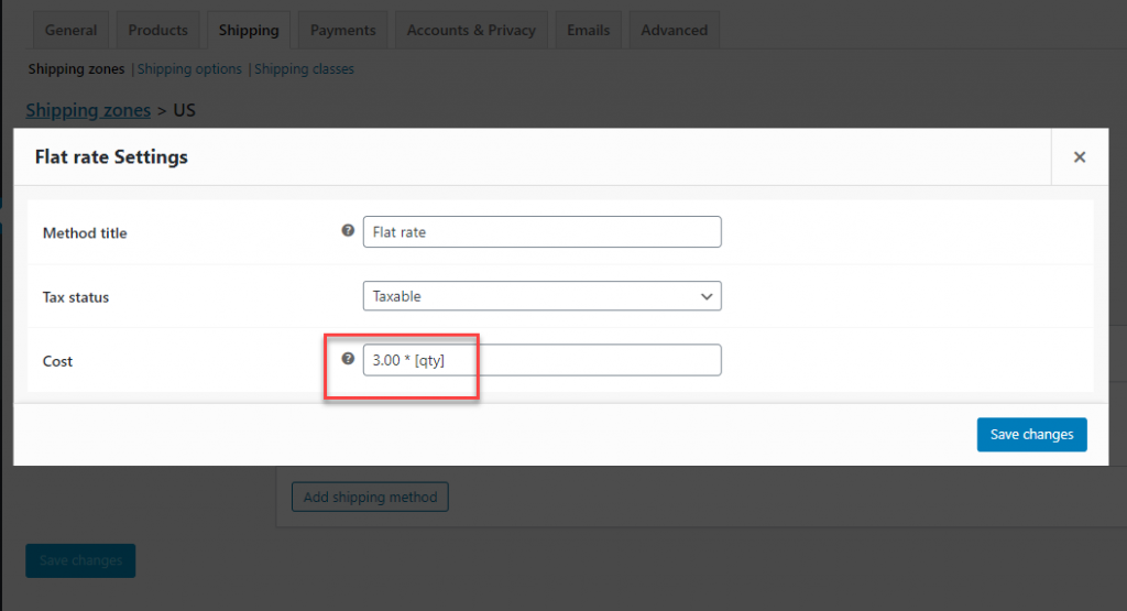WooCommerce อัตราค่าจัดส่งคงที่